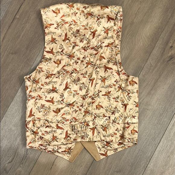 Handmade Tan Suede Like Western Boho Bird Pattern Button Vest Festival Size M? - Picture 5 of 7